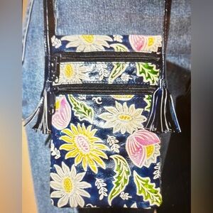 Hand-Painted Genuine Leather Crossbody Bag
